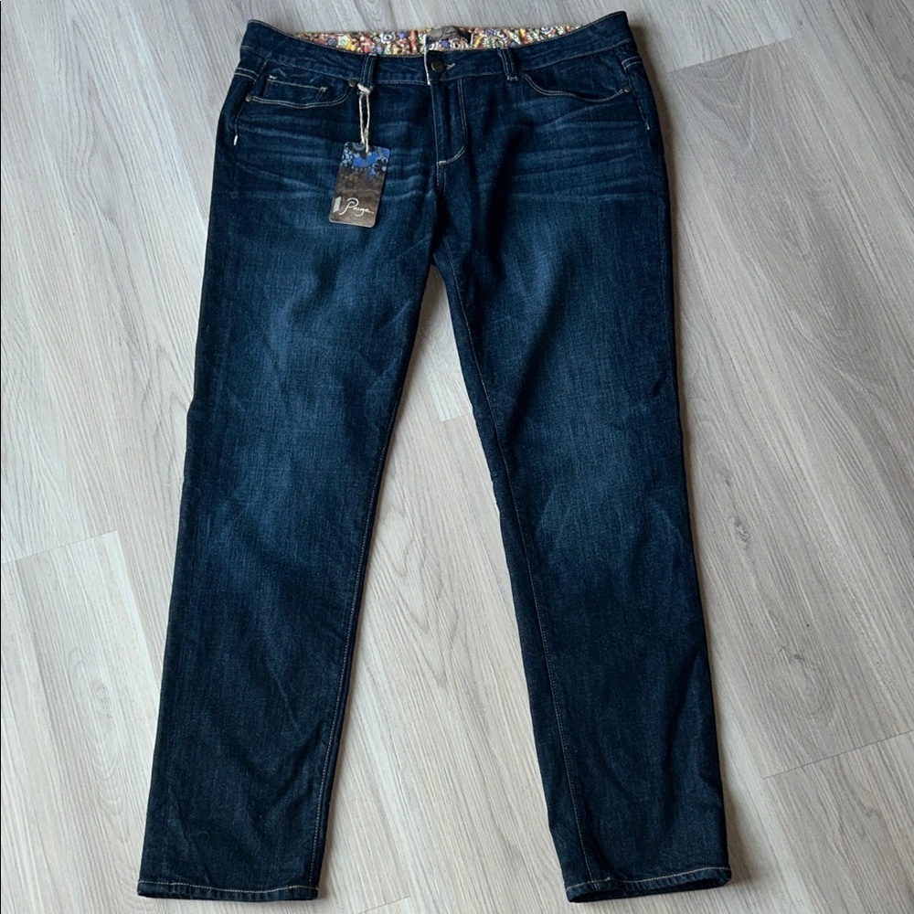 Paige Straight Leg Women’s Jeans 31 NEW Dark Blue Classic Soft Denim